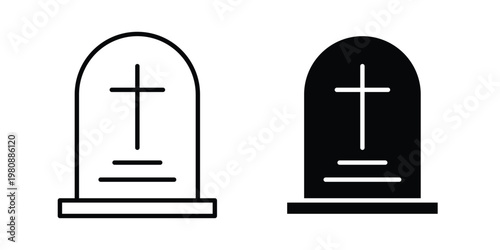 Tombstone icon set vector symbol in black filled and stroke style
