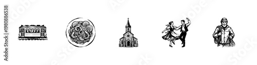 Jamaican Culture and Caribbean Heritage Elements with Hand-Drawn Inky Doodle and Textured Sketch Aesthetic