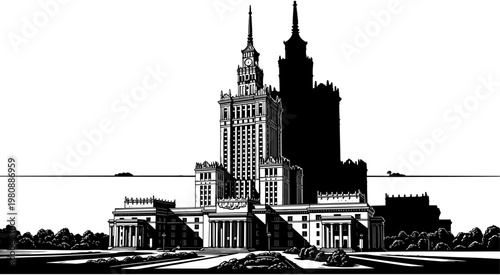 Ancient Greek Parthenon Temple At Acropolis Of Athens With People Walking On Path Vintage Architecture Vector Illustration Isolated On White