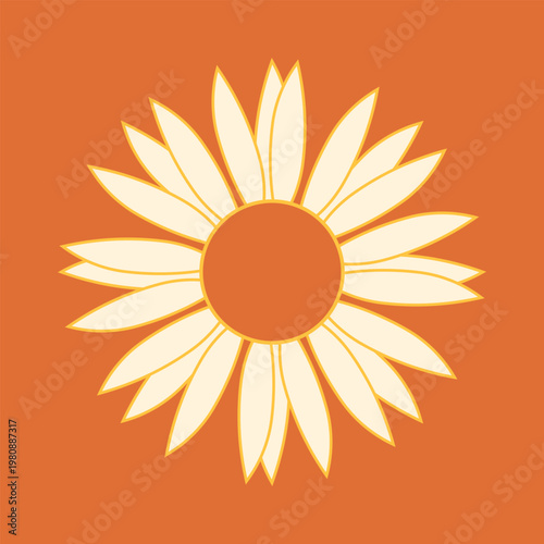 Pharmaceutical herb - сamomile flower emblem. Contour vector illustration for cosmetics, perfumeries, packing.