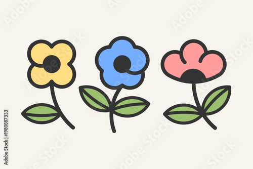 Wild flower symbol. Miniature stylized flower bud.