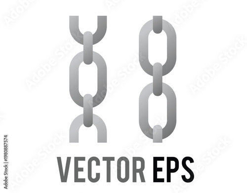 Two parallel metal chain links shown vertically