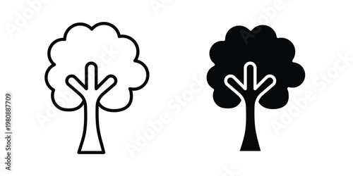 Tree free icon set vector symbol in black filled and stroke style