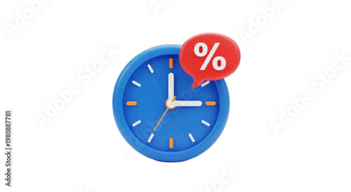 Vector illustration of 3d render of a blue clock with a red percentage sign speech bubble on a transparent background Free Download Vector illustration of 3d render of a blue clock with a red percentage sign speech bubble on a transparent background - GFXLoad