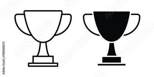 Trophy icon set vector symbol in black filled and stroke style