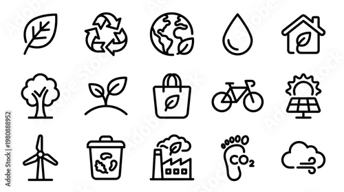 Environment and Sustainability Line Icons Animation for Ecology and Green Energy Concepts