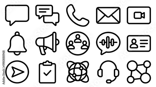Communication and Social Media Line Icons Animation for Digital Interaction Concepts