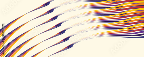 Abstract colorful 70s background vector. Vintage retro wallpaper with rainbow stripes and wavy lines. A 1970 color illustration suitable for posters, banners, decorative items and wall art.