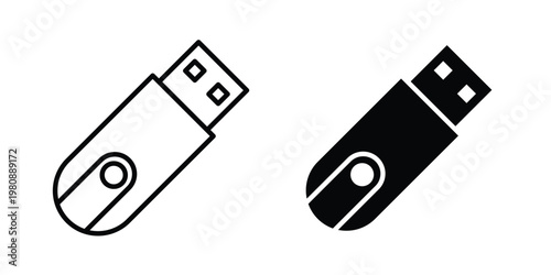 Fotografi USB pendrive icon set vector symbol in black filled and stroke style