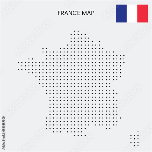 A dot map of France with the French flag and a clean design