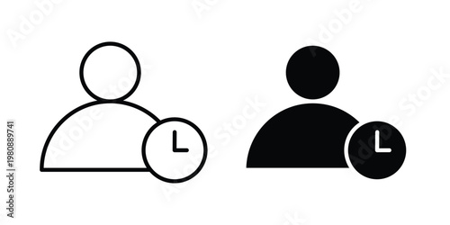 User time icon set vector symbol in black filled and stroke style