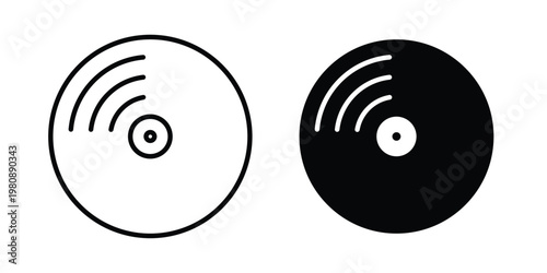 Vinyl icon set vector symbol in black filled and stroke style