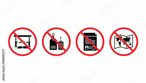 No Travel Prohibited Sign Bus Stop Luggage Passport Map Red Vector Icons Free Download No Travel Prohibited Sign Bus Stop Luggage Passport Map Red Vector Icons - GFXLoad