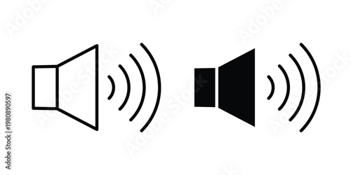 Volume icon set vector symbol in black filled and stroke style