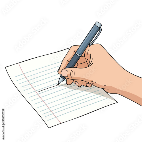 Hand Writing on Notepad with Pen in a Creative Workspace