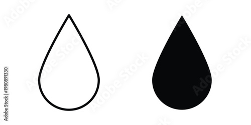 Water drop icon set vector symbol in black filled and stroke style