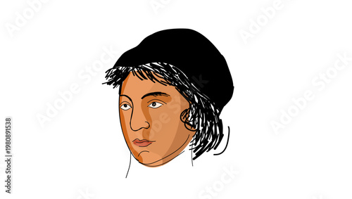 Mary Wollstonecraft  portrait, flat vector illustration
