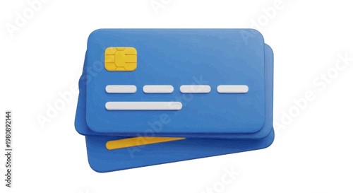 Vector illustration of 3d illustration of a stack of blue credit cards on a transparent background