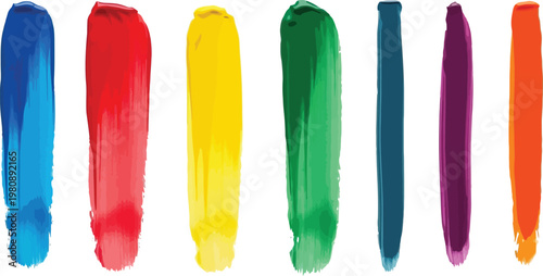 Vibrant hand drawn paint strokes colorful acrylic brush marks for artistic design