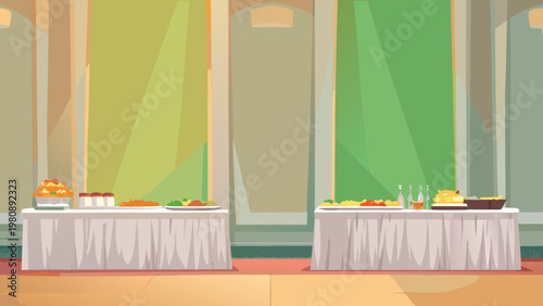 Corporate Event Catering Scene Vector Illustratio