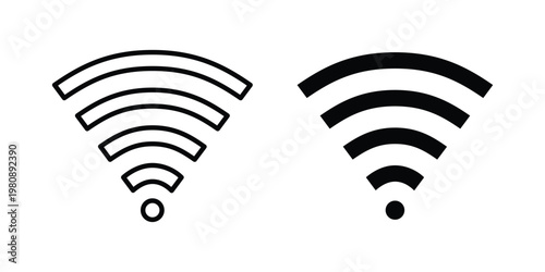 Wifi icon set vector symbol in black filled and stroke style