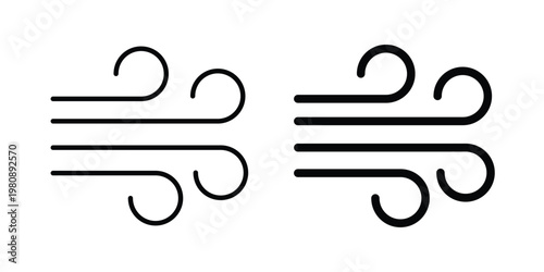 Wind icon set vector symbol in black filled and stroke style