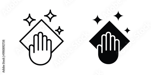 wipe icon set vector symbol in black filled and stroke style