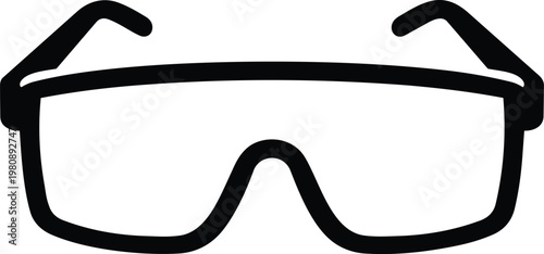 A black and white drawing of goggles