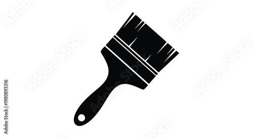 A simple black paintbrush illustration against a white background a striking silhouette