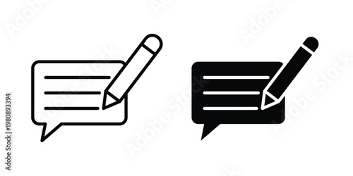 Writing feedback icon set vector symbol in black filled and stroke style