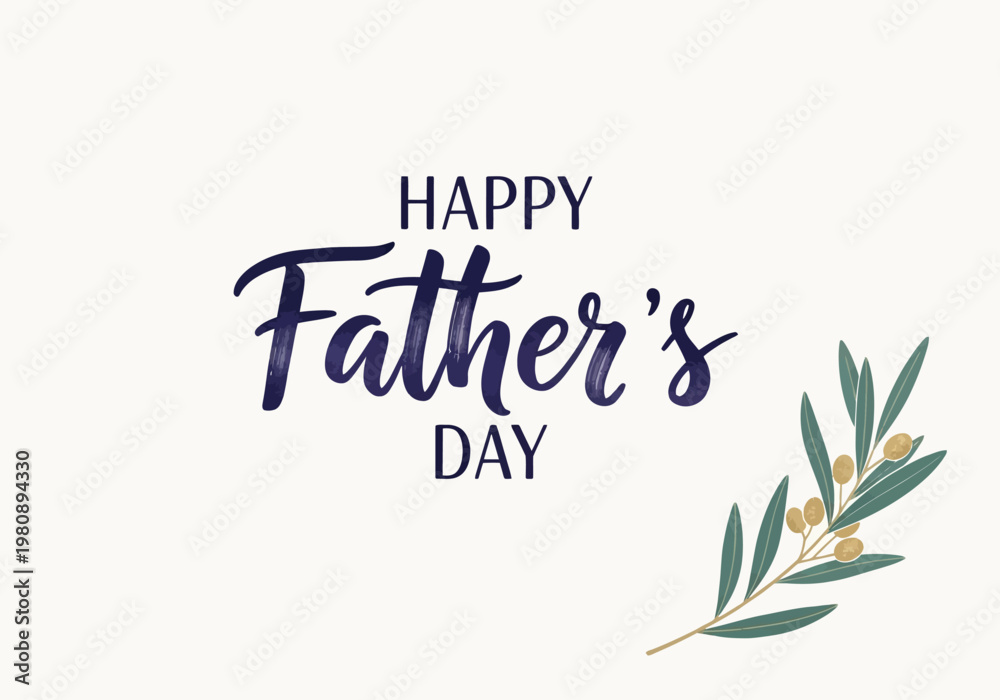 Obraz premium Happy father's day watercolor typography with floral botanical elements