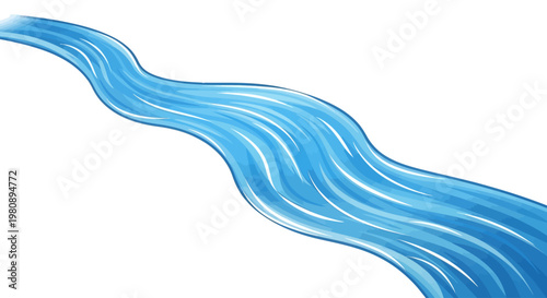 Abstract blue water wave flowing with smooth curves and dynamic motion.