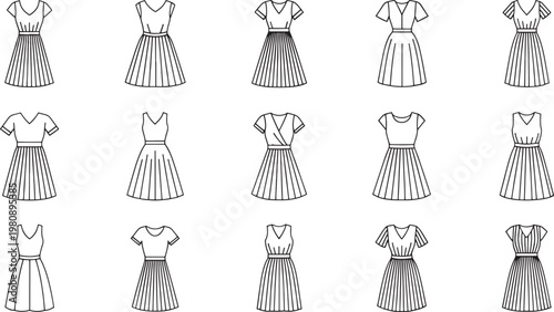 Black and white of various dresses with lace and ruffle details ruffles fashion