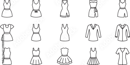 Black and white of various women's clothing and accessories fashion women's fashion dress