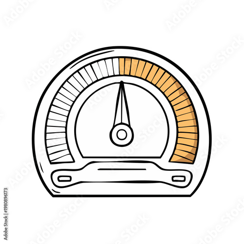 Speedometer gauge illustration with indicator needle showing a moderate level