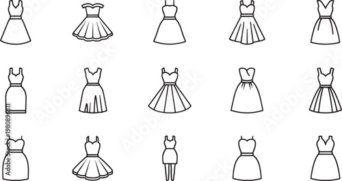 Black and white of women in various poses and outfits fashion 1