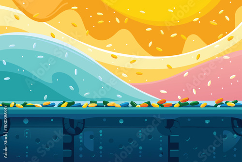 Decorating Cakes With Sprinkles Scene Vector Illu