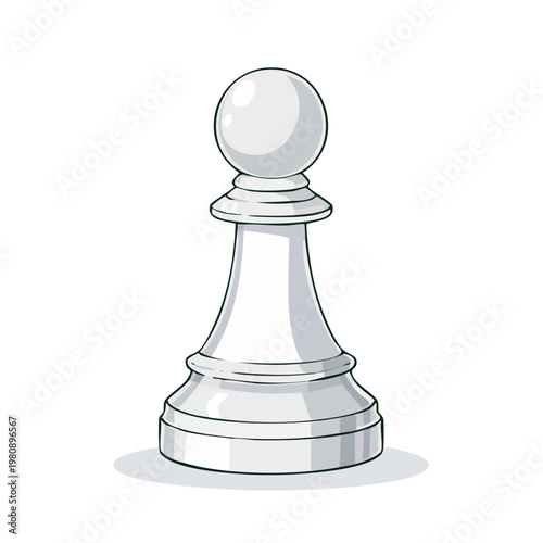 Simple Illustration of a White Chess Pawn Piece