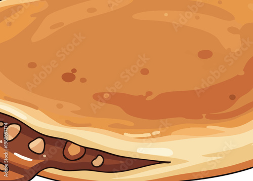 Delicious chocolate filled pancake with syrup.