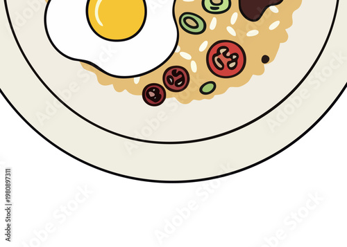 Delicious breakfast plate with egg and vegetables.