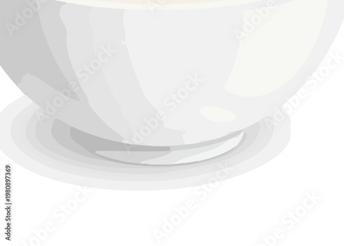 a white cup and saucer on a white background.