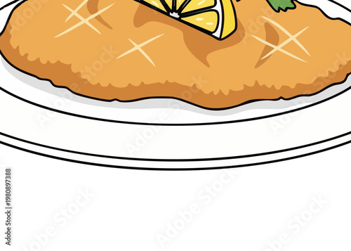 Delicious breaded and fried cutlet with lemon.