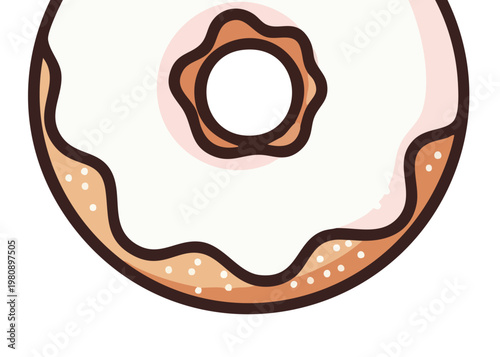 A cartoon illustration of a glazed donut.
