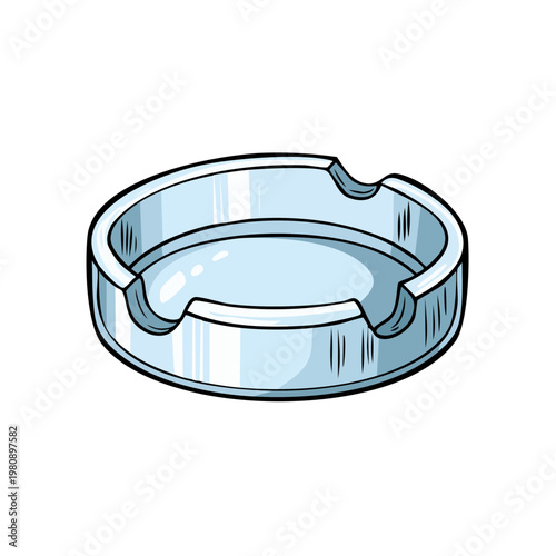 Clear Glass Ashtray with Cutout Notches for Cigarettes