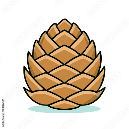 Stylized Pine Cone Illustration with Geometric Scales
