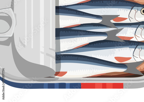 Sardines in a tin can illustration.
