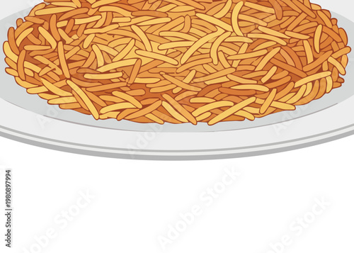 A plate of golden fried noodles.