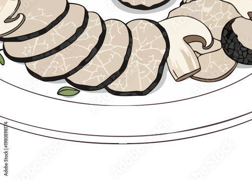 Delicious sliced mushrooms on a plate.