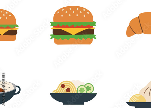 A variety of delicious food icons.