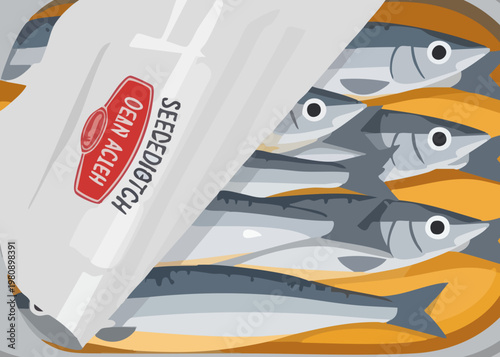 Tuna fish in a can illustration.